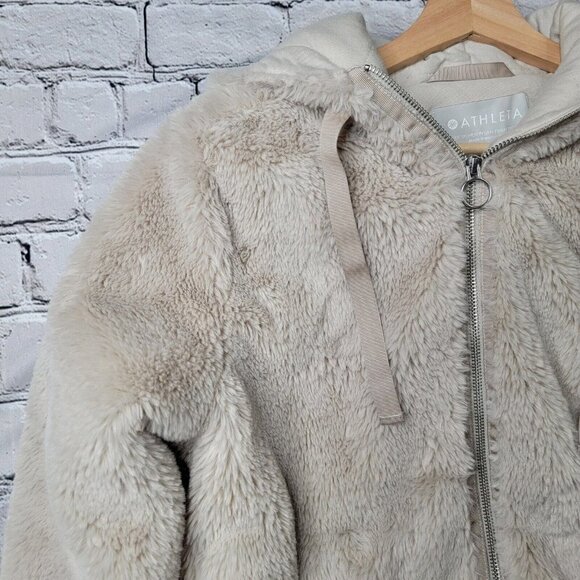 Athleta Ritual Jacket In Abalone Grey Beige Hooded Cropped Full Zip Size S - Picture 5 of 13